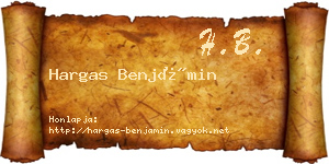 Hargas Benjámin névjegykártya